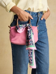 Joules Highgrove Navy & Pink Floral 100% Silk Printed Scarf - Image 3 of 6