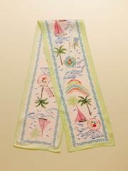 Joules Highgrove Palm Print 100% Silk Printed Scarf - Image 1 of 7