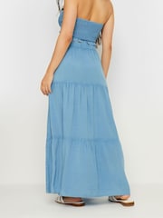 PixieGirl Petite Blue Chambray Tiered Maxi Skirt - Image 3 of 4
