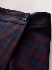 Burgundy/Blue Check Pleated Midi Kilt Skirt - Image 2 of 3