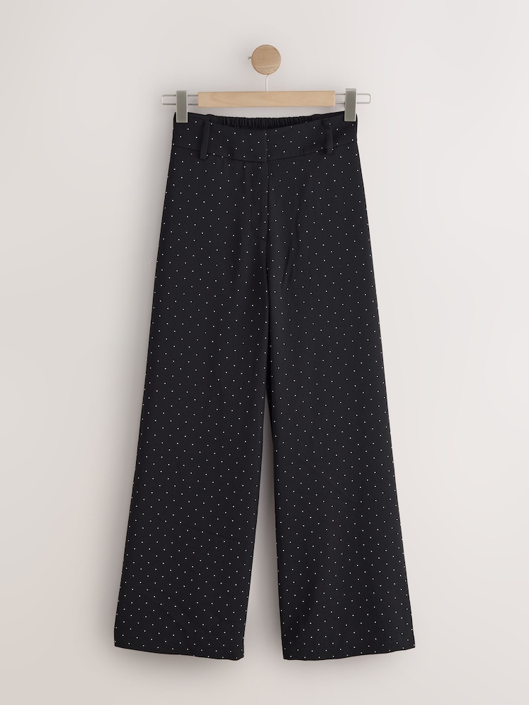 Black Sparkle Stud Embellished Wide Leg Trousers - Image 1 of 3