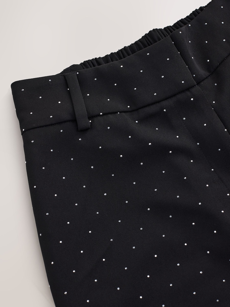 Black Sparkle Stud Embellished Wide Leg Trousers - Image 2 of 3