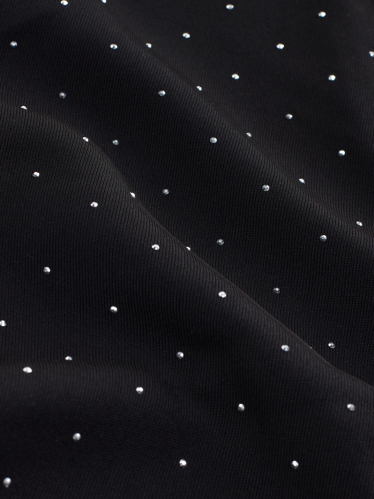 Black Sparkle Stud Embellished Wide Leg Trousers - Image 3 of 3 Black Sparkle Stud Embellished Wide Leg Trousers - Image 3 of 3