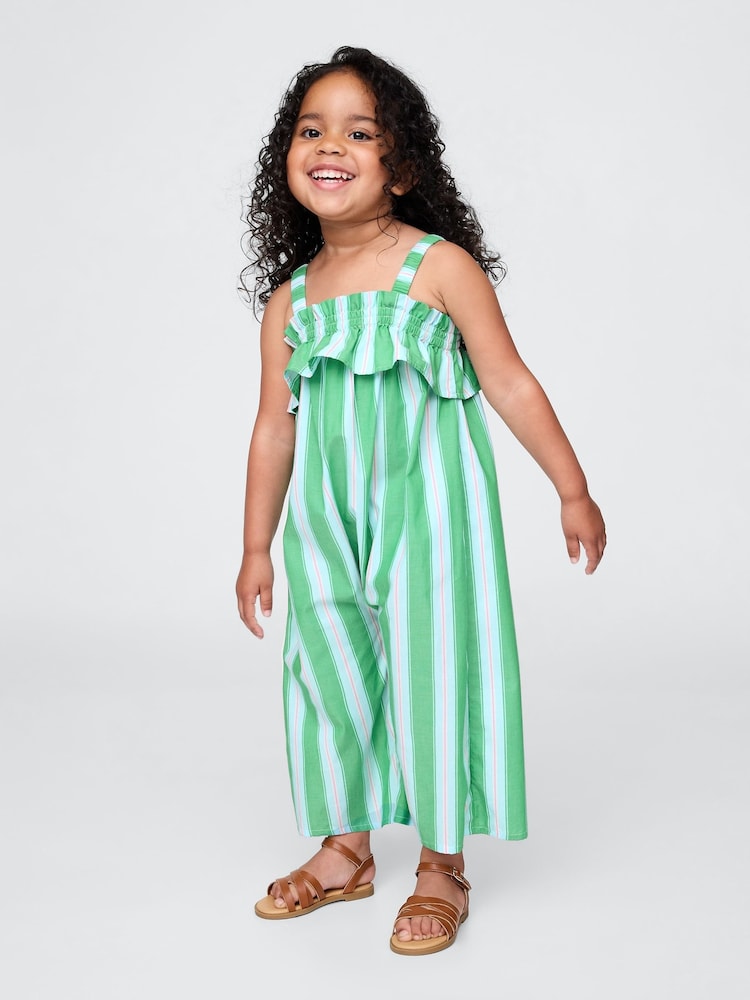 Verde - Gap Poplin Square Neck Ruffle Jumpsuit (6mths-5yrs) - Imagen 1 de 3