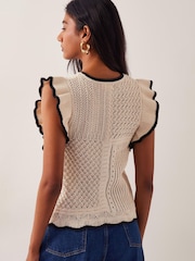 Monsoon Natural Ray Ruffle Knitted Tank Top - Image 2 of 5