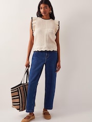 Monsoon Natural Ray Ruffle Knitted Tank Top - Image 3 of 5