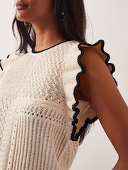 Monsoon Natural Ray Ruffle Knitted Tank Top - Image 4 of 5
