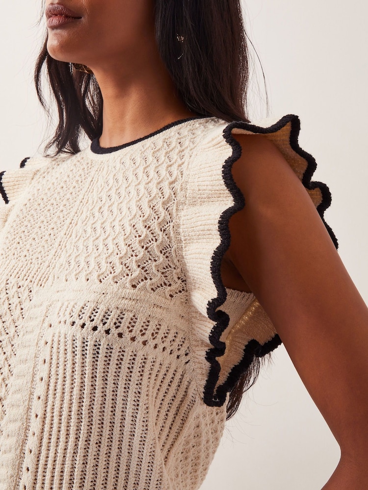 Monsoon Natural Ray Ruffle Knitted Tank Top - Image 4 of 5
