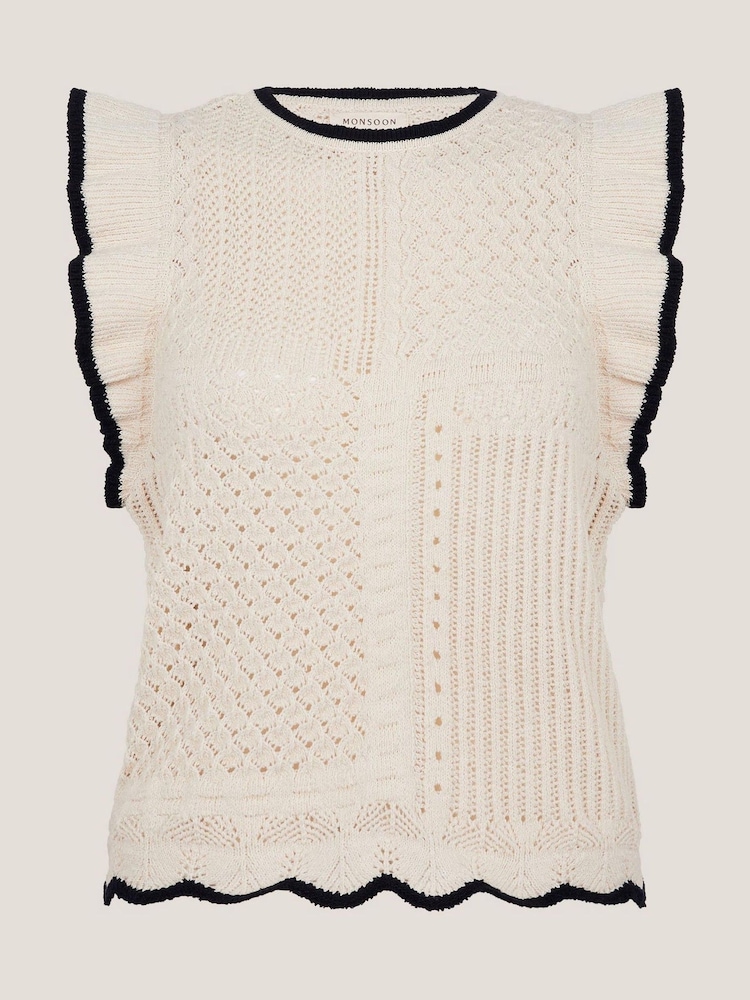 Monsoon Natural Ray Ruffle Knitted Tank Top - Image 5 of 5