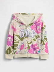Floral beis - Sudadera con capucha, forro de polar, cremallera y logotipo de Gap (6 meses - 5 años) - Imagen 1 de 3