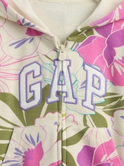 Floral beis - Sudadera con capucha, forro de polar, cremallera y logotipo de Gap (6 meses - 5 años) - Imagen 3 de 3