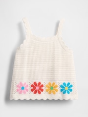 Gap White Floral Scalloped Crochet Vest Top (6mths-5yrs) - Image 3 of 4