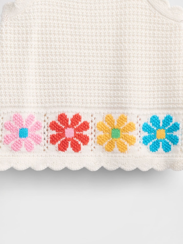 Gap White Floral Scalloped Crochet Vest Top (6mths-5yrs) - Image 4 of 4