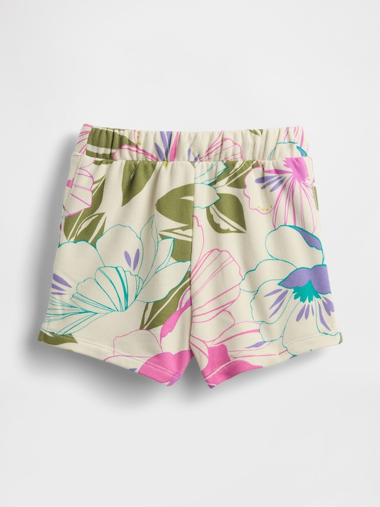 Gap Beige Floral Logo Pull On Shorts - Image 2 of 3