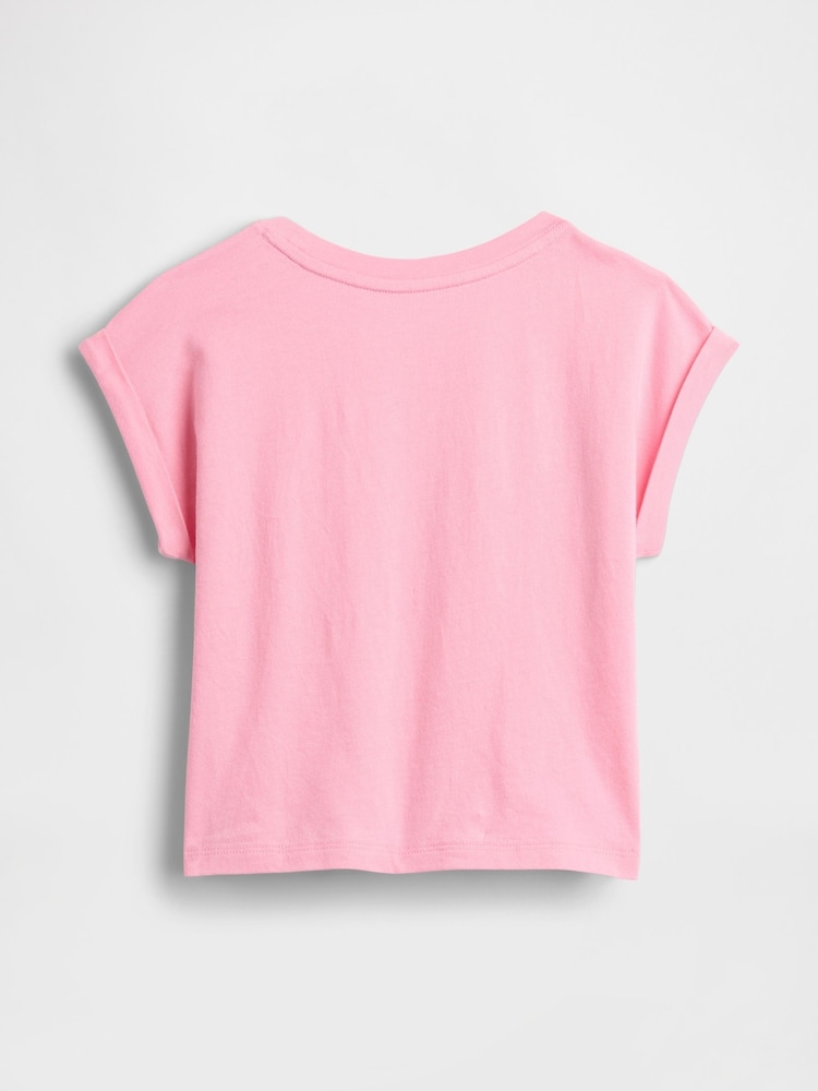 Gap Pink Tie-Knot Logo Rolled Sleeve T-Shirt (6mths-5yrs) - Image 2 of 3 Gap Pink Tie-Knot Logo Rolled Sleeve T-Shirt (6mths-5yrs) - Image 2 of 3