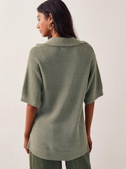 Monsoon Green Cece Short Sleeve Collar Jumper - Image 3 of 4