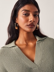 Monsoon Green Cece Short Sleeve Collar Jumper - Image 4 of 4