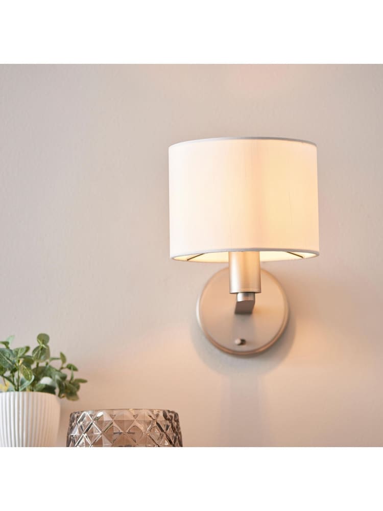 Gallery Home Silver Dalvin Wall Light Nickel Faux Silk - Image 2 of 6