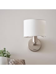 Gallery Home Silver Dalvin Wall Light Nickel Faux Silk - Image 3 of 6