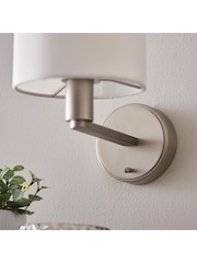 Gallery Home Silver Dalvin Wall Light Nickel Faux Silk - Image 4 of 6
