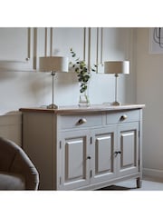Gallery Home Natural Harrington Chrome Linen Table Light - Image 1 of 3