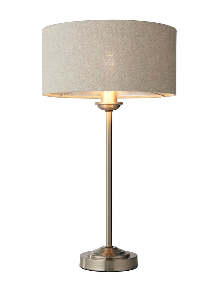 Gallery Home Natural Harrington Chrome Linen Table Light - Image 3 of 3 Gallery Home Natural Harrington Chrome Linen Table Light - Image 3 of 3