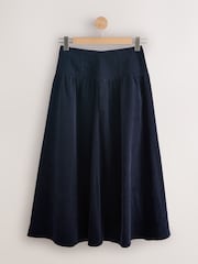 Navy Dropped Waist Corduroy Midi Skirt - Image 6 of 8