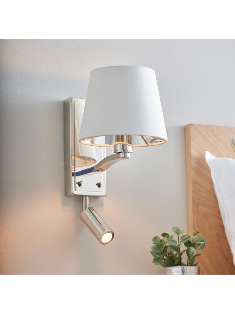 Gallery Home Silver Harvey Wall Light Bright Nickel 285mm - Image 1 of 7