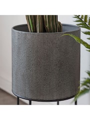 Gallery Home Set of 2 Grey Ellis Metal Planter - Image 2 of 3