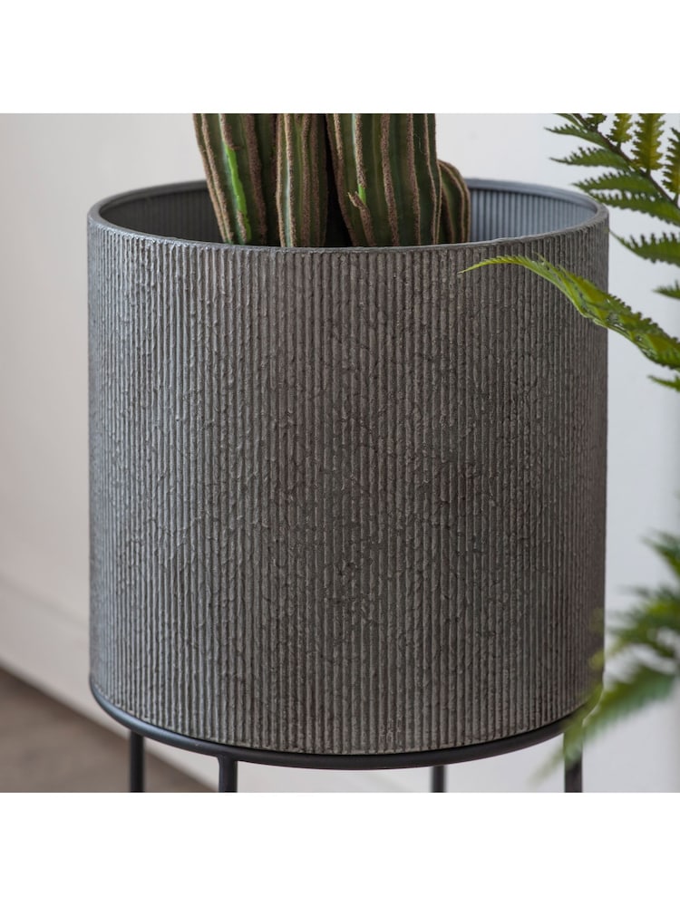 Gallery Home Set of 2 Grey Ellis Metal Planter - Image 2 of 3