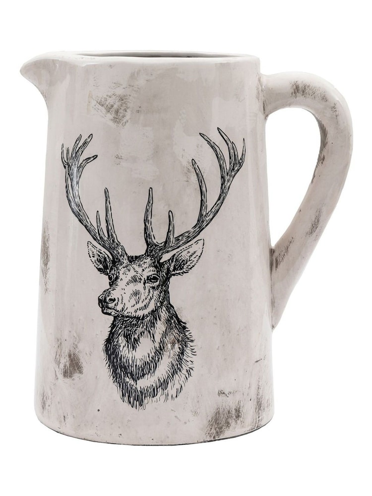 Gallery Home White Buck Pitcher Large Distressed Vase - Image 4 of 4 Gallery Home White Buck Pitcher Large Distressed Vase - Image 4 of 4