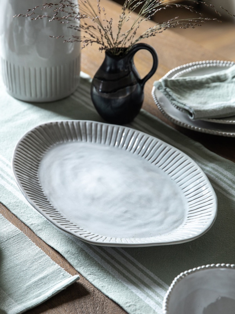 Gallery Home Cream Pure Ridged Platter - Image 1 of 2