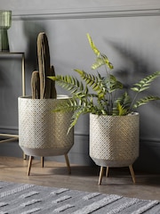 Gallery Home Set of 2 Gold Amora Metal Planter - Image 1 of 3