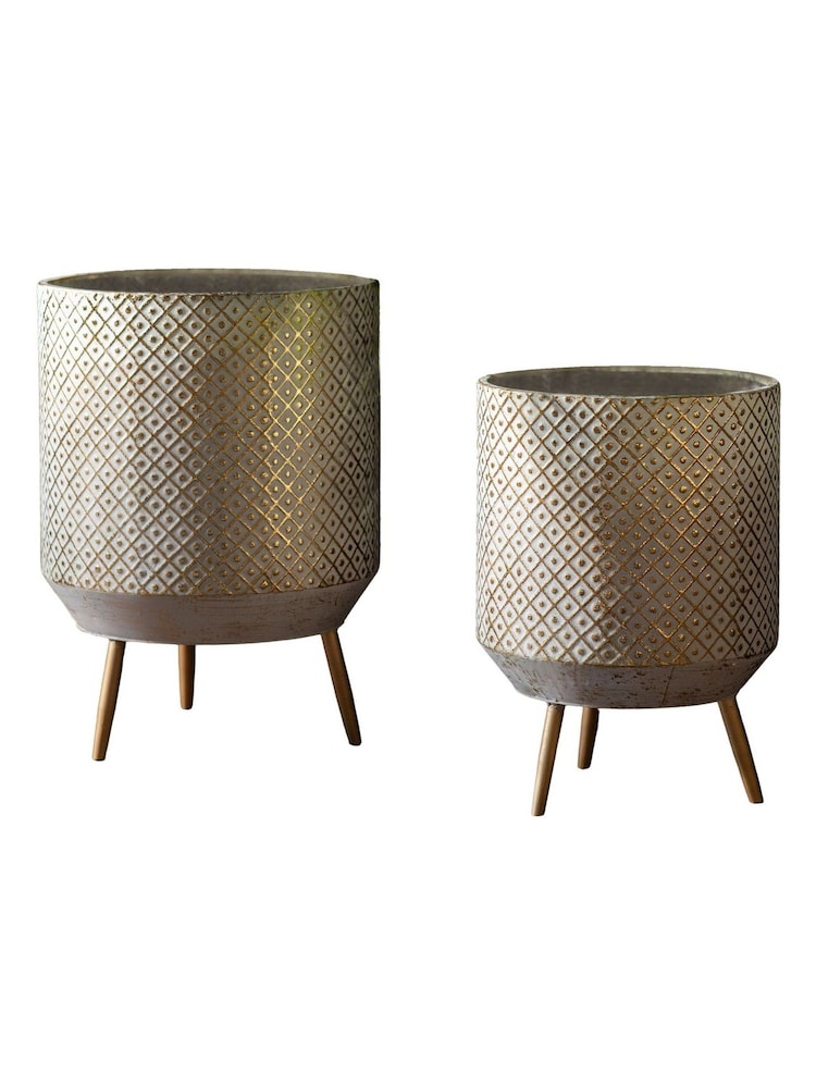 Gallery Home Set of 2 Gold Amora Metal Planter - Image 2 of 3