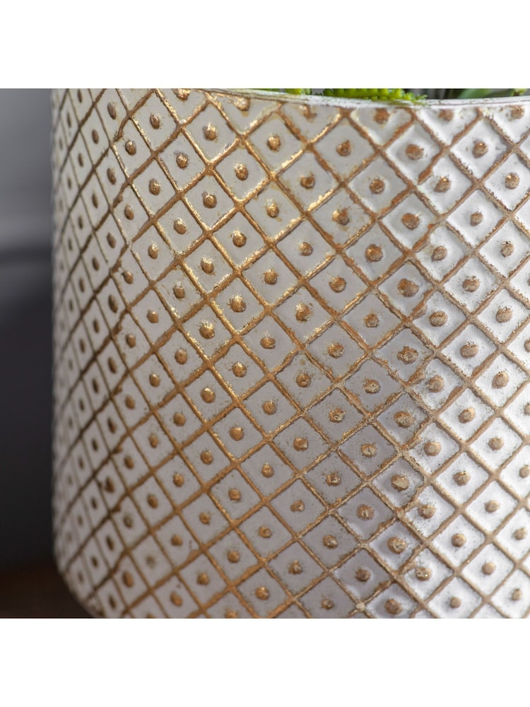 Gallery Home Set of 2 Gold Amora Metal Planter - Image 3 of 3
