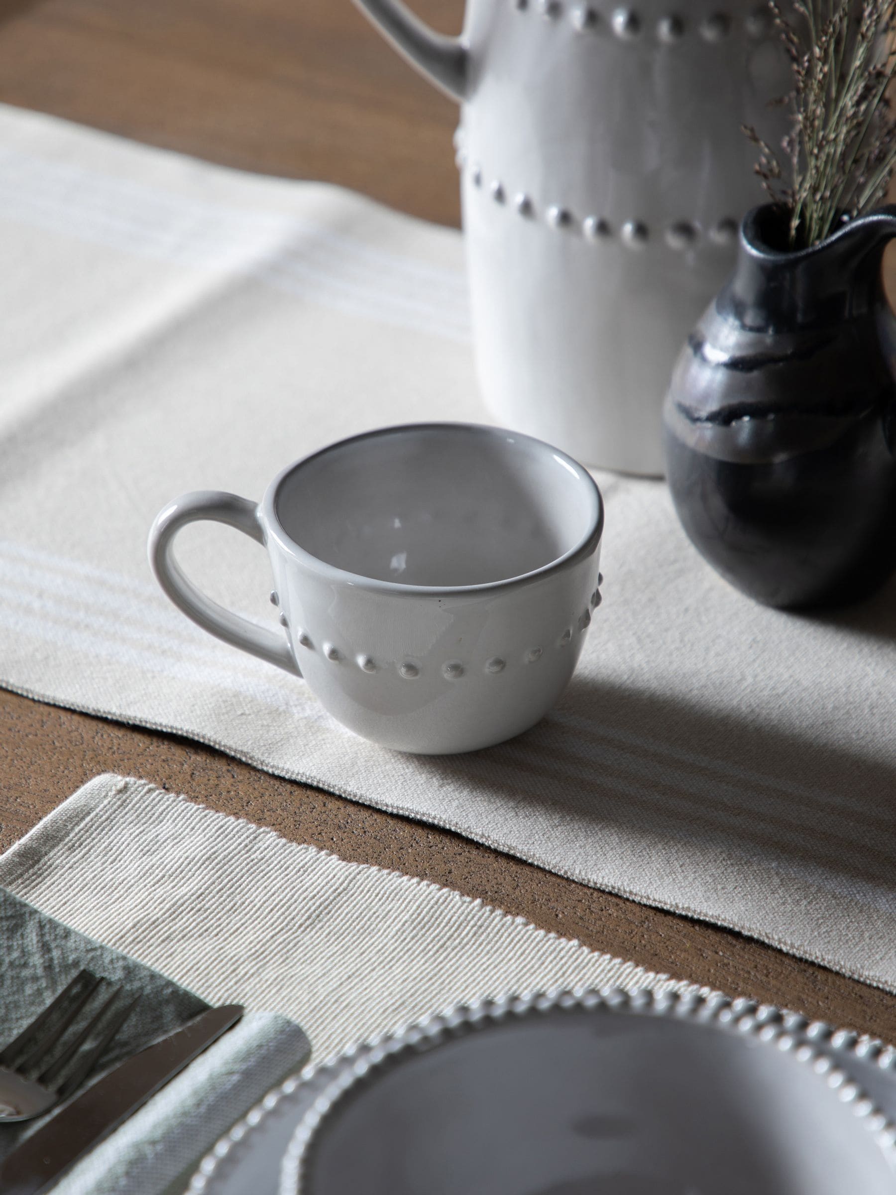  - Mug Set: 4 X Organic Beaded Mug WhitePorcelain - Image 2