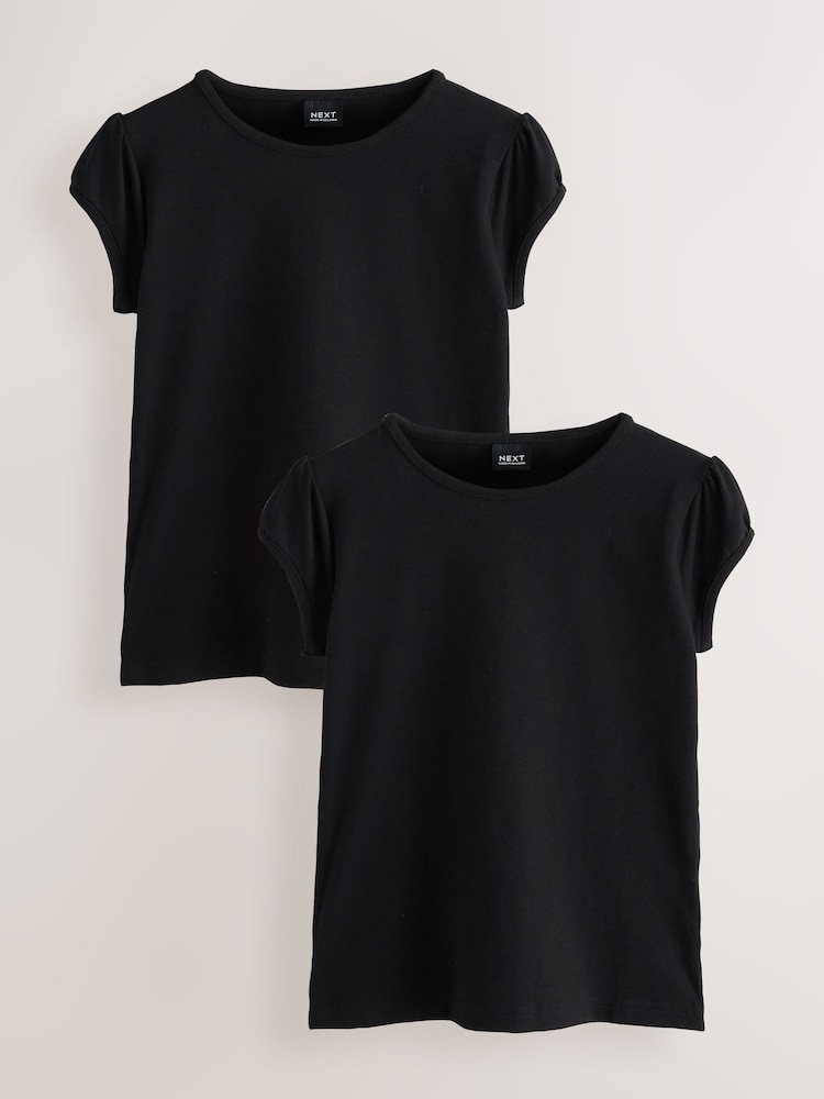 Schwarz - T-Shirts mit Puffärmeln im 2er-Pack (3–16 J.) - Bild 1 von 5