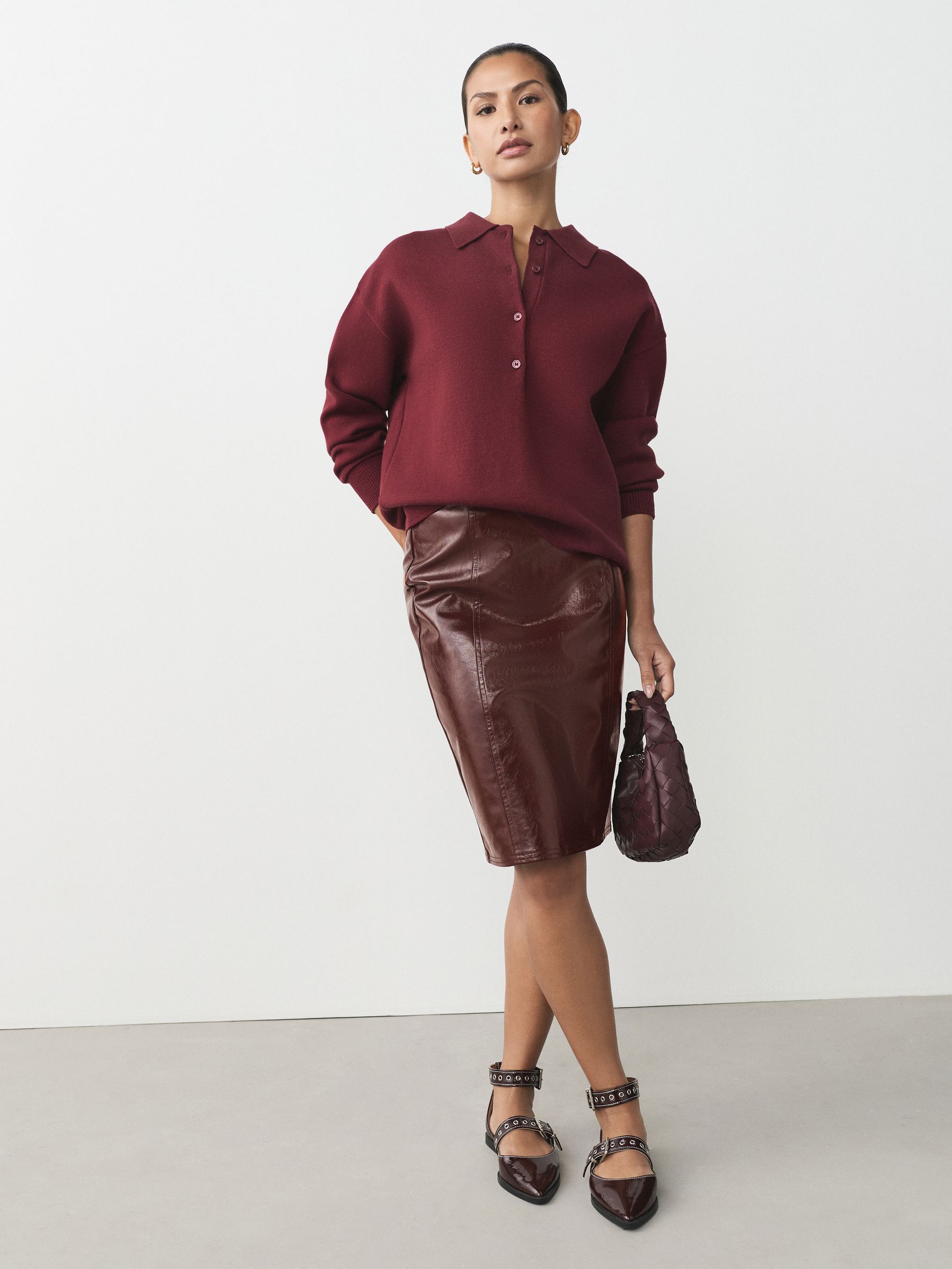Buy Burgundy Red Faux Leather Pencil Skirt from Next USA