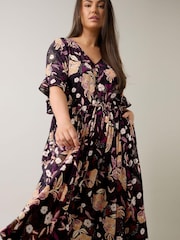 Evans Crinkle Boho Black Dress - Image 1 of 6