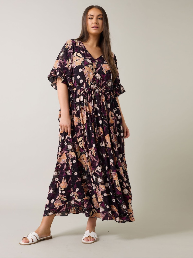 Evans Crinkle Boho Black Dress - Image 4 of 6