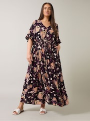 Evans Crinkle Boho Black Dress - Image 5 of 6