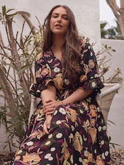Evans Crinkle Boho Black Dress - Image 6 of 6