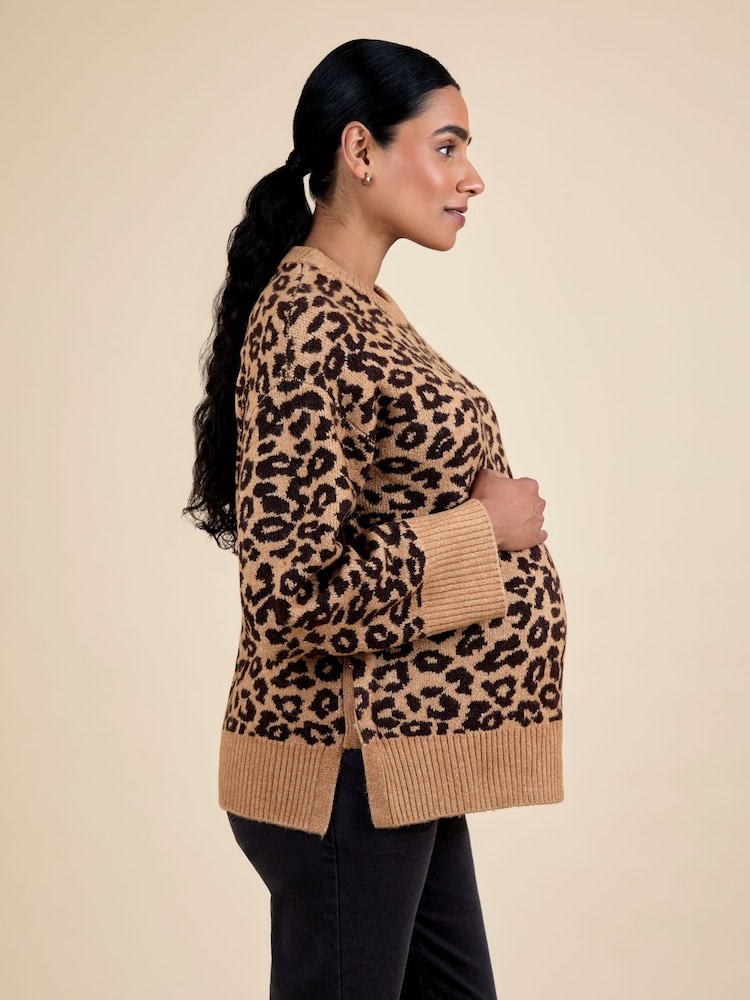 JoJo Maman Bébé Brown Animal Crew Neck Maternity And Nursing Jumper - Image 2 of 8