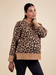 JoJo Maman Bébé Brown Animal Crew Neck Maternity And Nursing Jumper - Image 4 of 8