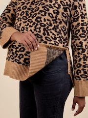 JoJo Maman Bébé Brown Animal Crew Neck Maternity And Nursing Jumper - Image 8 of 8