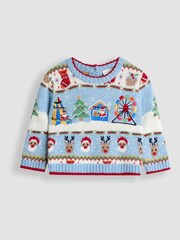 JoJo Maman Bébé Blue 2-Piece Christmas Fair Isle Jumper & Leggings Set - Image 2 of 6