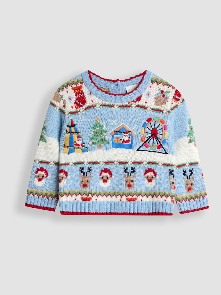 JoJo Maman Bébé Blue 2-Piece Christmas Fair Isle Jumper & Leggings Set - Image 2 of 6