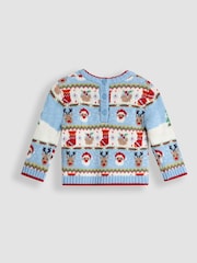 JoJo Maman Bébé Blue 2-Piece Christmas Fair Isle Jumper & Leggings Set - Image 4 of 6