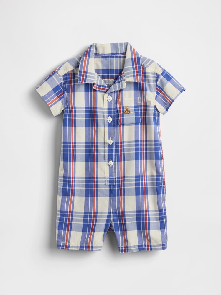 Gap Blue Poplin Pocket Shorty One-Piece - Image 1 of 2