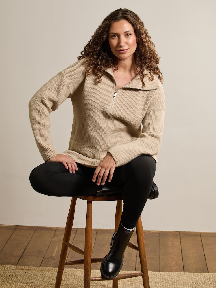 JoJo Maman Bébé NaturalOatmeal Half Zip Maternity And Nursing Jumper - Image 5 of 5 JoJo Maman Bébé NaturalOatmeal Half Zip Maternity And Nursing Jumper - Image 5 of 5
